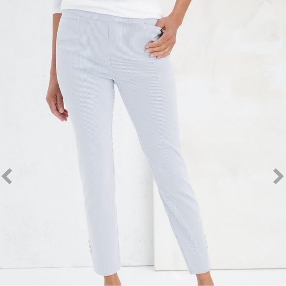 Chico’s So Slimming 360 Brigitte Slim Ankle Pant Icon Stripe Blue 20 - Picture 2 of 12
